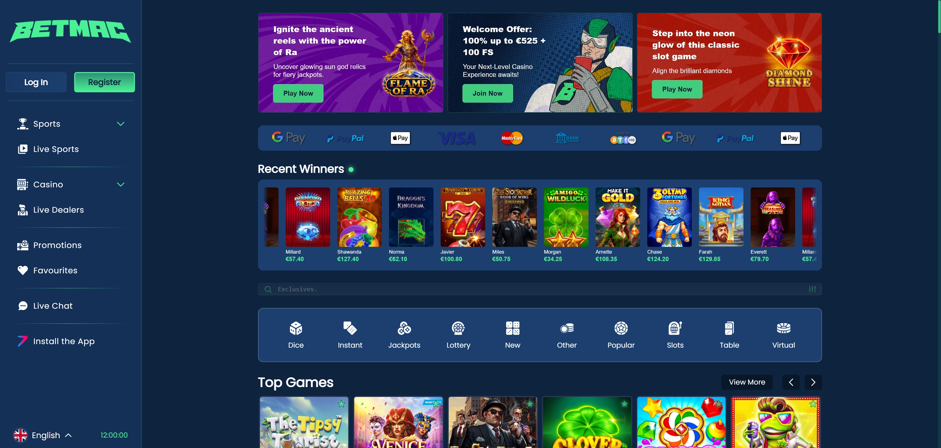 Betmac Casino Tablet App Preview