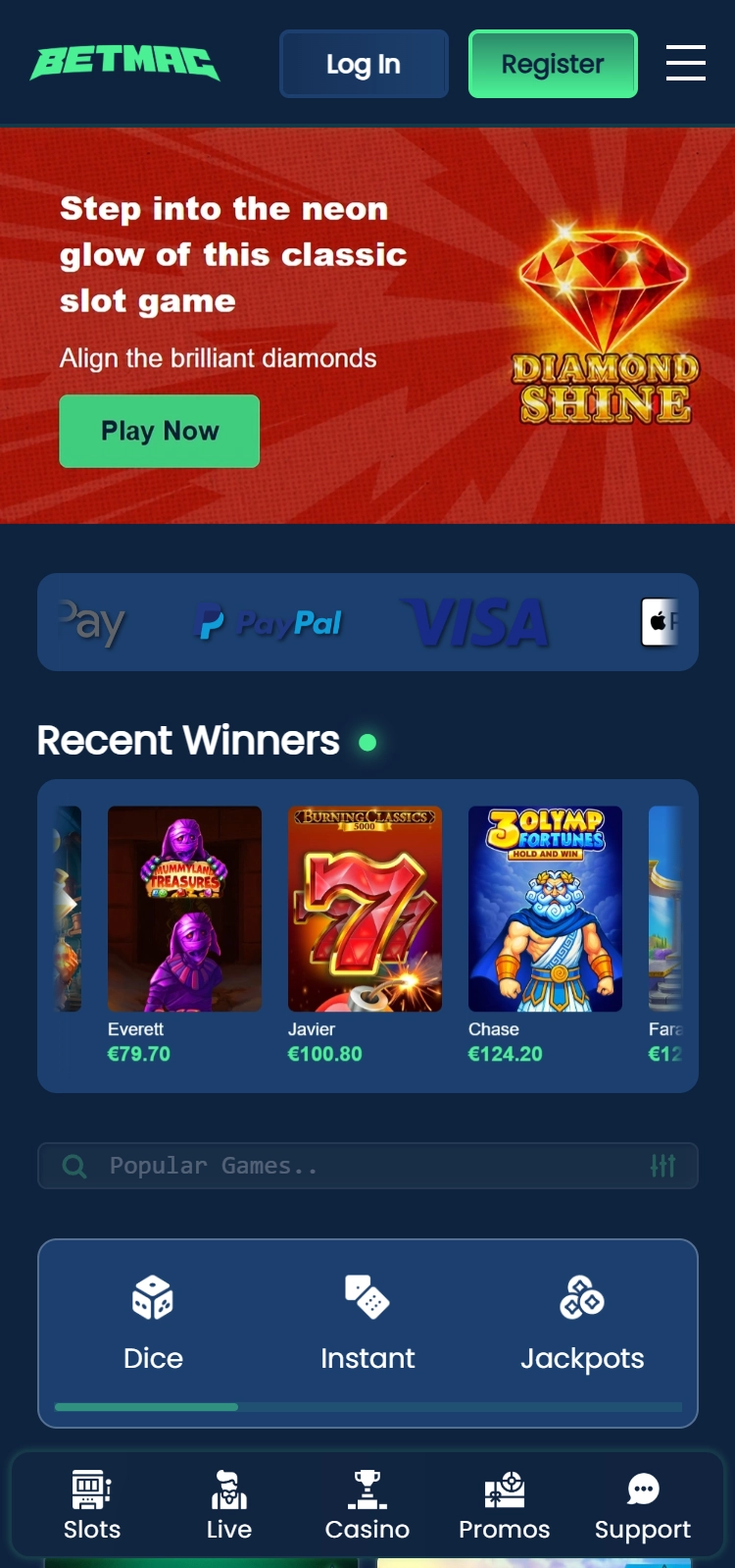 Betmac Casino Smartphone App Preview